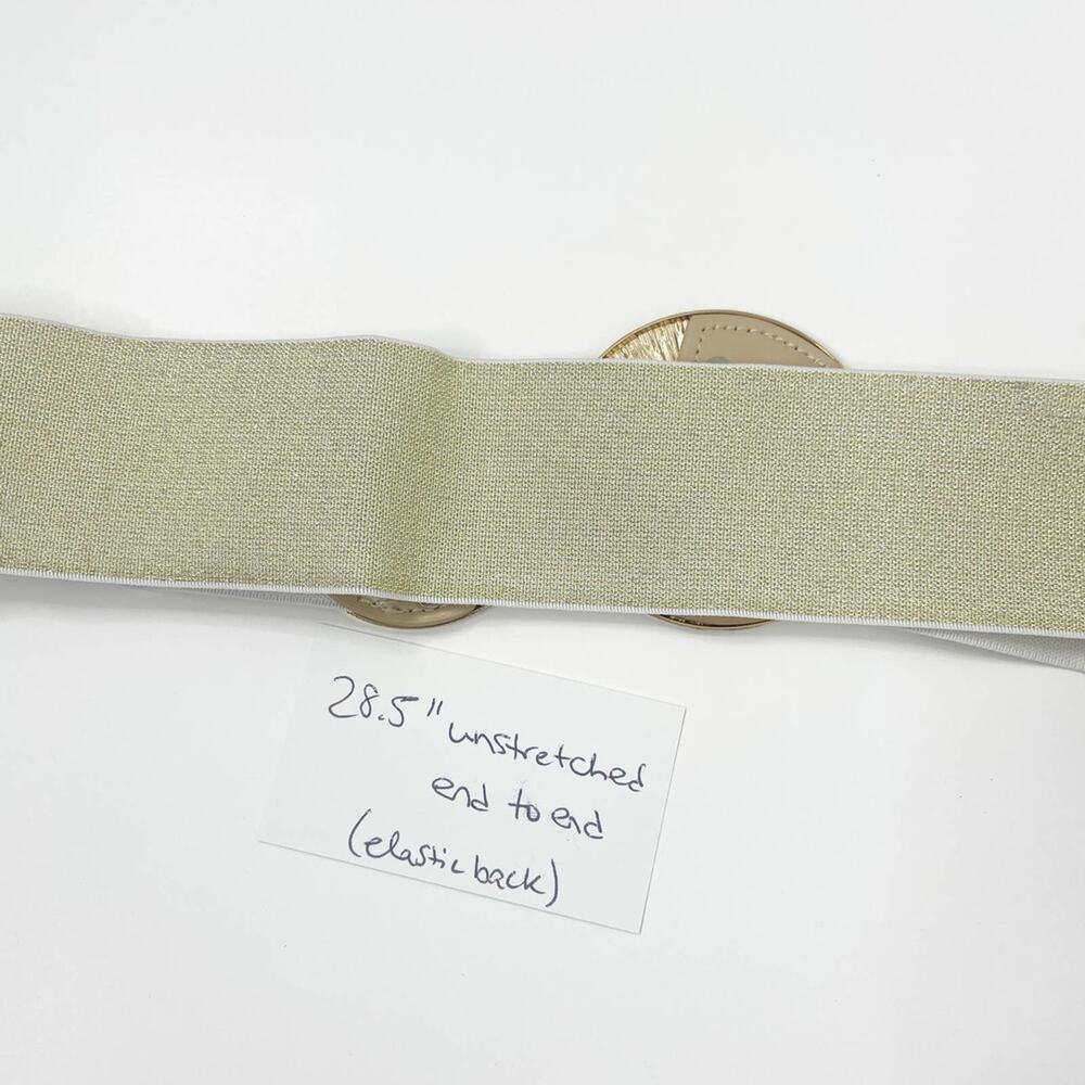 2/$30 NEW Elastic Wide Corset Safe Waist Belt Metallic Snap Buckle Beige Cinch… - Picture 8 of 10
